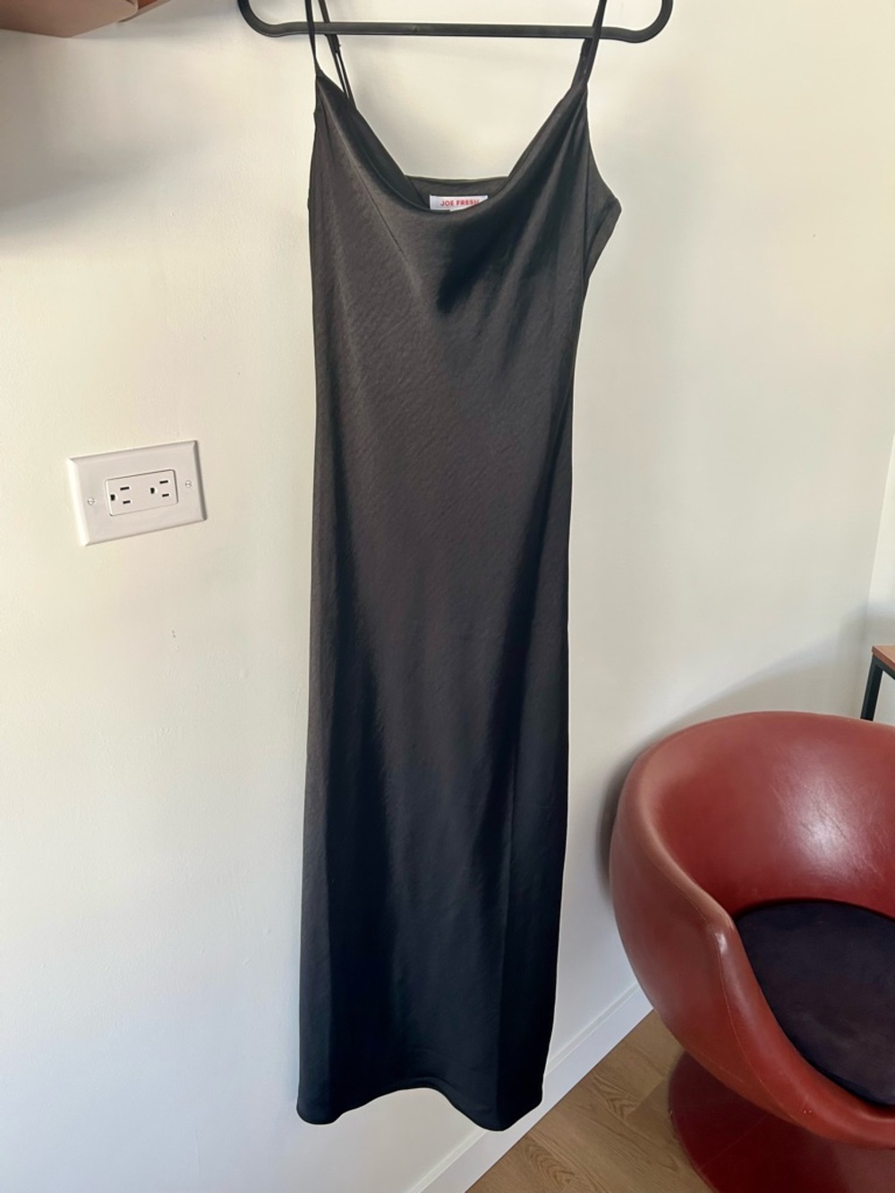 Black Satin Cowl Neck Slip Dress